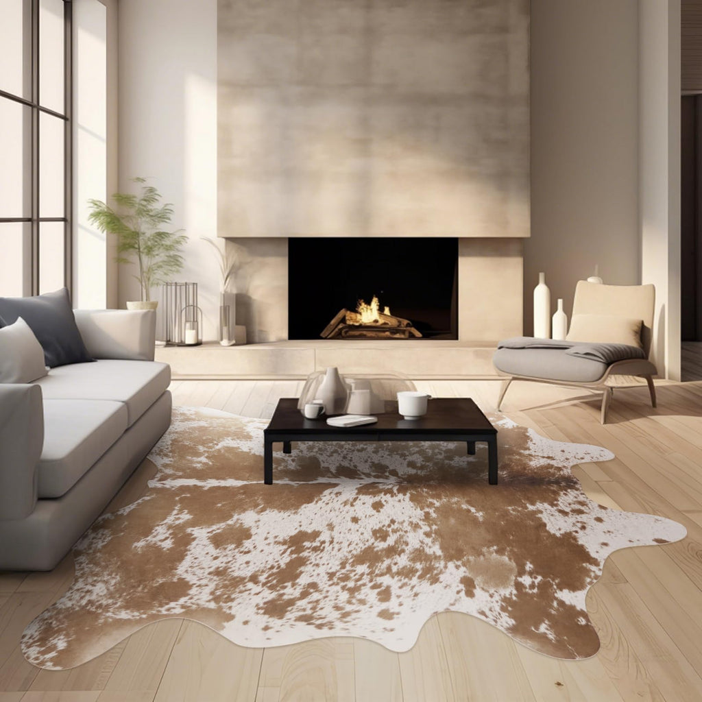 Faux Cowhide Rug 4.6x5.2 ft Cow Hide Faux Cowhide for Living Room Bedroom Dining