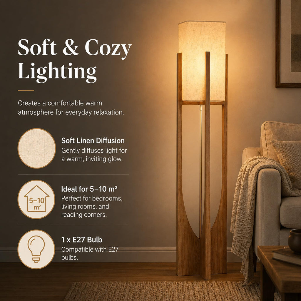 Boho Style Bamboo Woven Floor Lamp for Living Room, 36 in, Cozy Decor