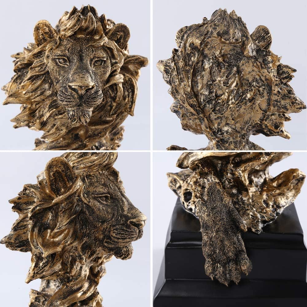H&W Sandstone Lion Statue, The King of Beast, Collectible Figurines, Golden