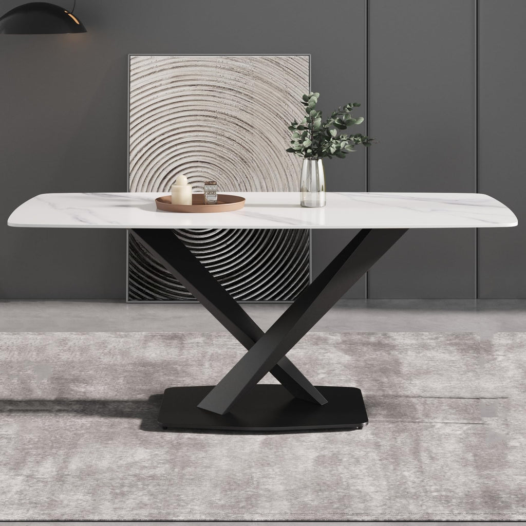 White Sintered-Stone Dining Table