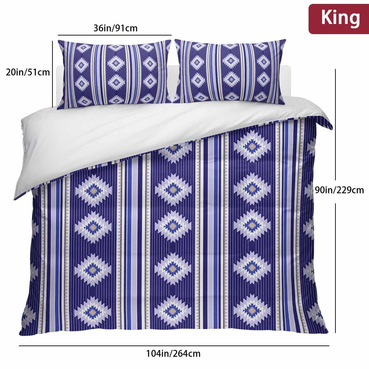 3 Pieces Duvet Cover Queen Bedding Sets Western Ethnic Brown Geometric Luxury Soft