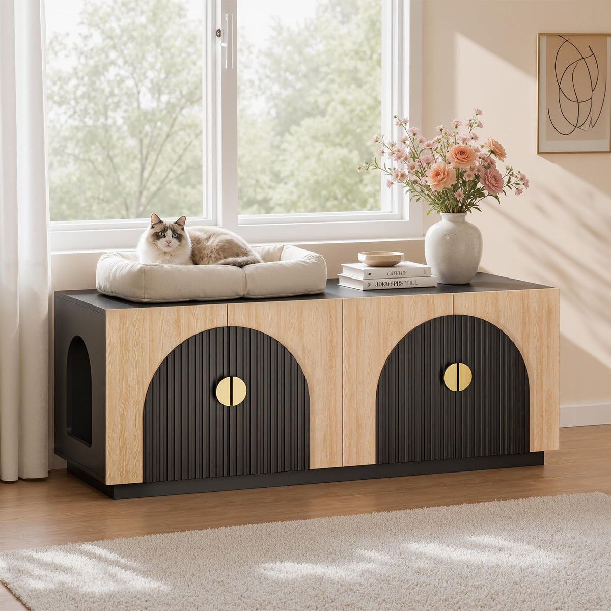 Double Cat Litter Enclosure with Optional Divider