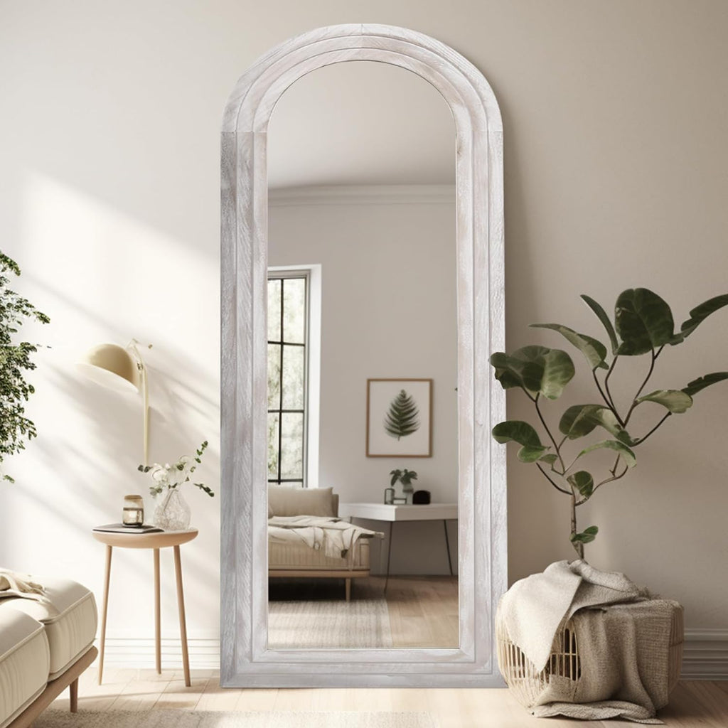 Arched Solid Wood Full-Length Mirror