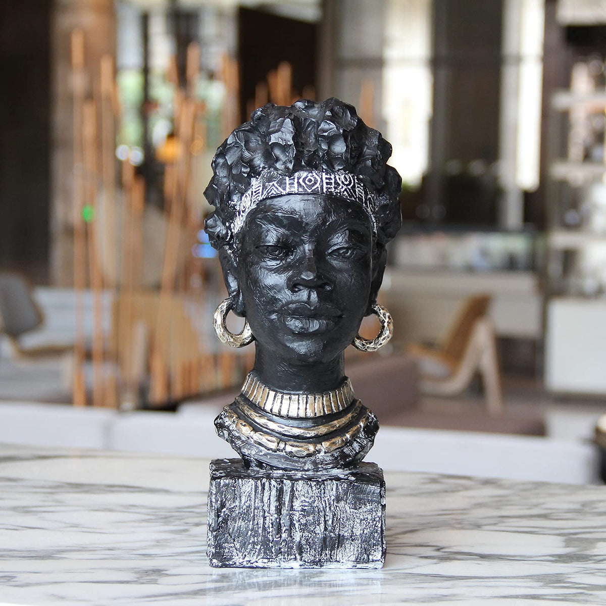Leekung African Statues for Home Decor, African Art Sculptures Man Statue