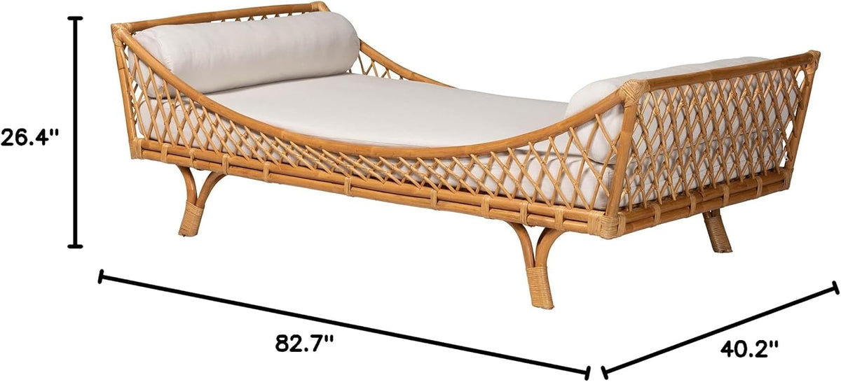 bali & pari Akemi Handwoven Natural Rattan Daybed with Cushion – Boho Coastal