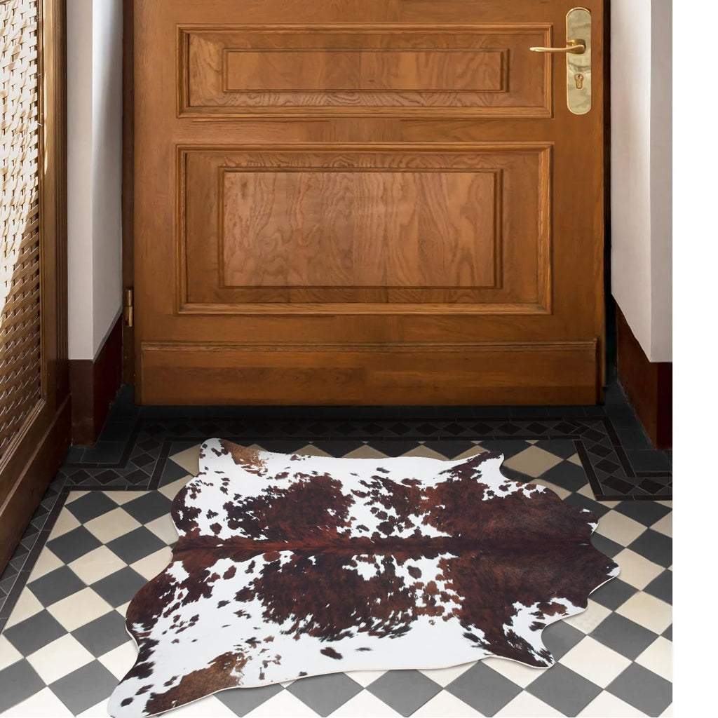 Faux Cowhide Rug 4.6x5.2 ft Cow Hide Faux Cowhide for Living Room Bedroom Dining