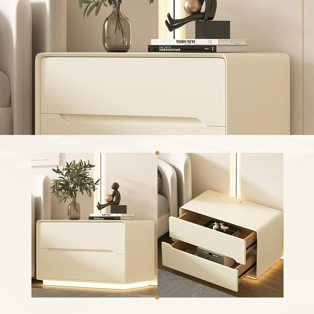 Night Stand Nightstand with LED Light Dresser Bedside Table Side Table for Bedroom End Table with Drawers Bedroom Furniture Storage Cabinet for Living Room Sofa(Gray,50 * 40 * 50cm)