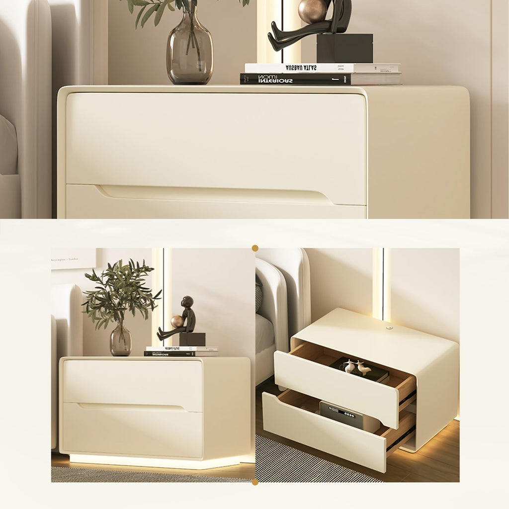 Night Stand Nightstand with LED Light Dresser Bedside Table Side Table for Bedroom End Table with Drawers Bedroom Furniture Storage Cabinet for Living Room Sofa(Gray,50 * 40 * 50cm)