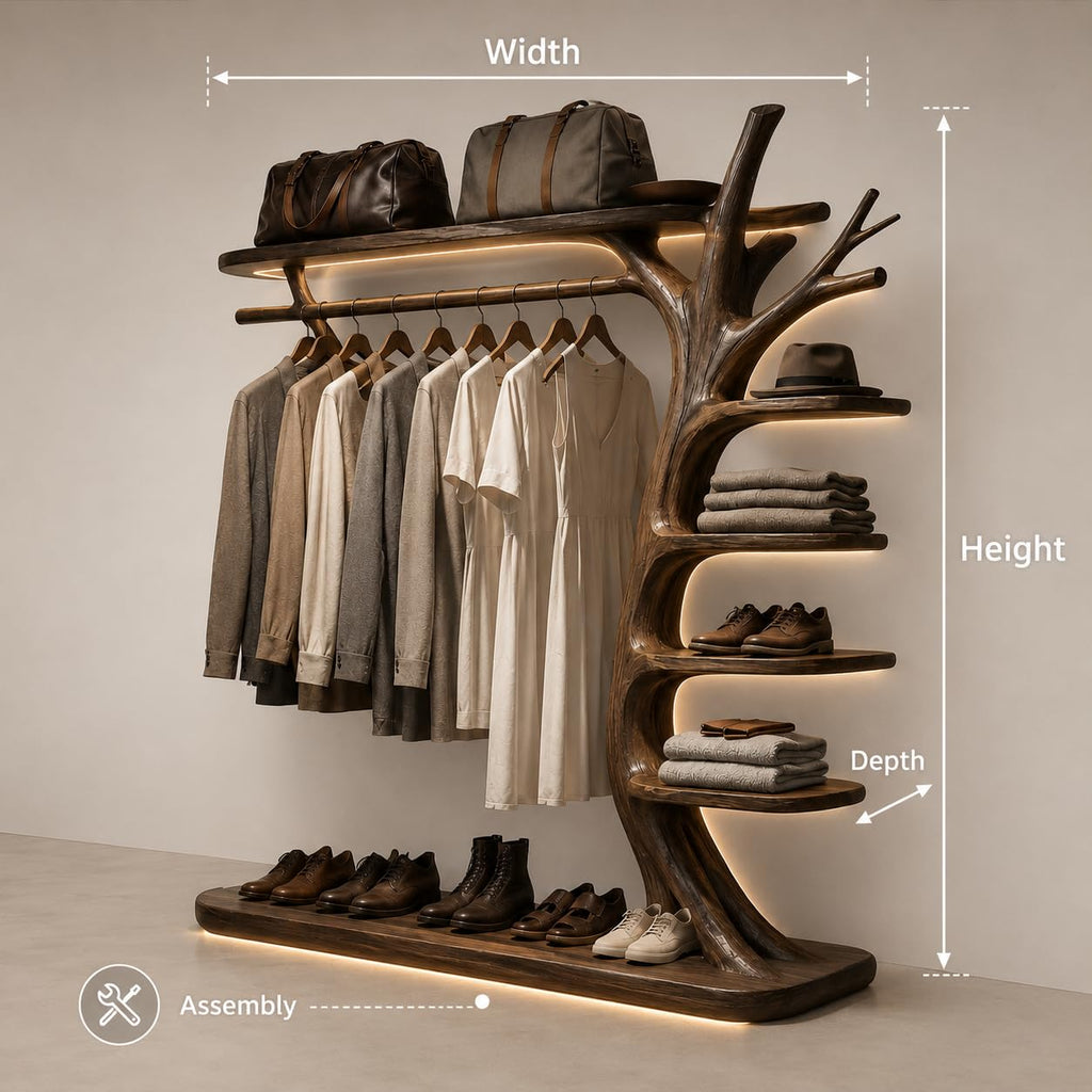 Rustic Coat Rack with Shoe Shelf, 70” H x 60” W Entryway Hall Tree Organizer for Mudroom, Hallway, Foyer Storage (Option 2)