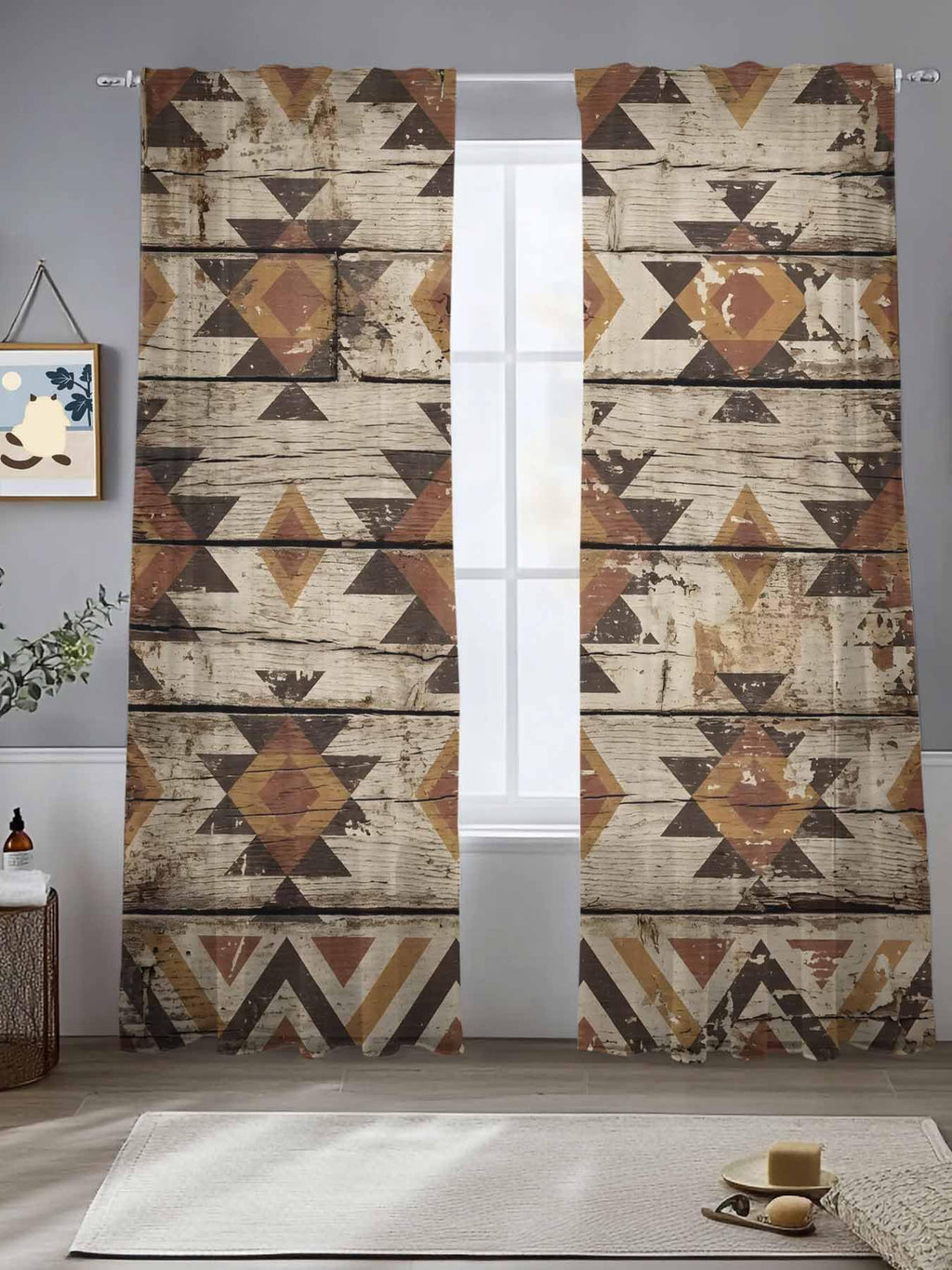Diamond Tribal Sheer Curtains, Set of Two