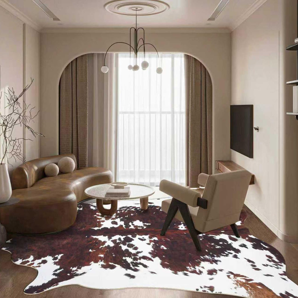 Faux Cowhide Rug 4.6x5.2 ft Cow Hide Faux Cowhide for Living Room Bedroom Dining