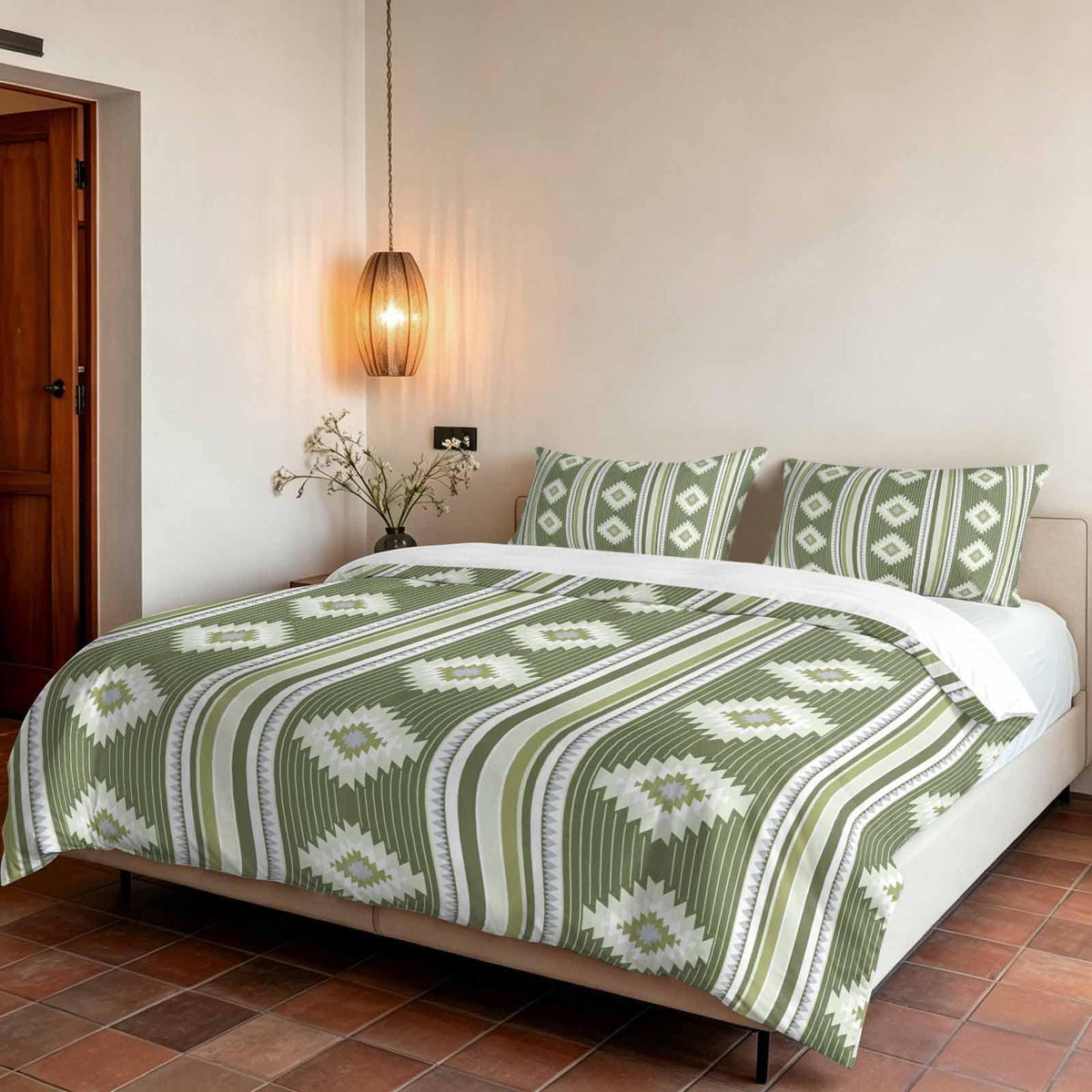 3 Pieces Duvet Cover Queen Bedding Sets Western Ethnic Brown Geometric Luxury Soft
