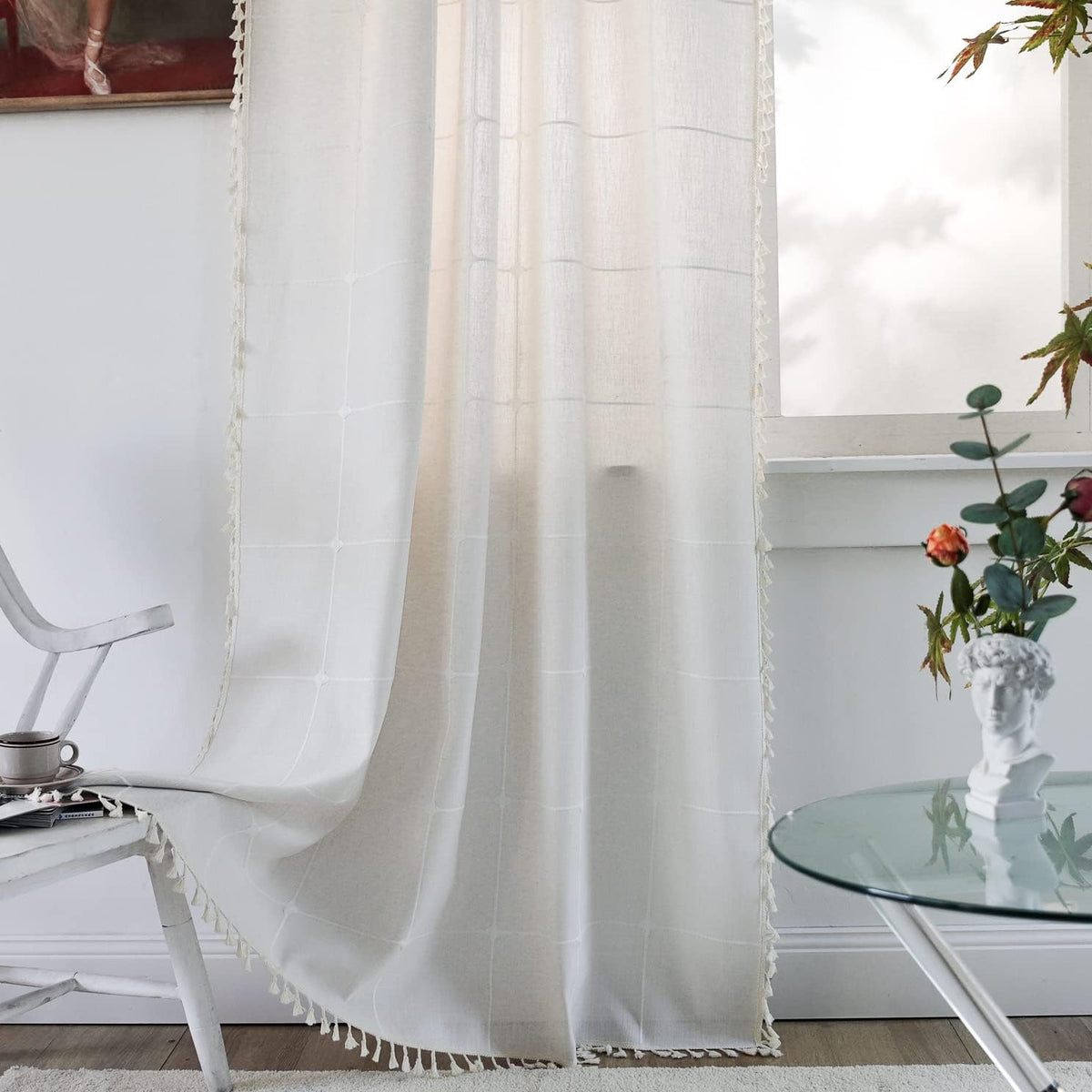 Boho Tassel Rod-Pocket Curtain Panel