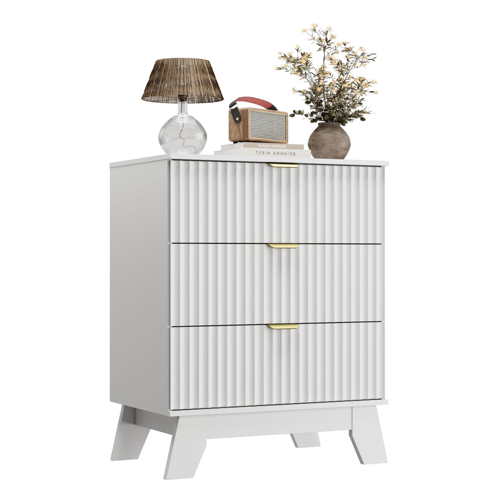 Fluted Nightstands with Charging Station, Set of 2