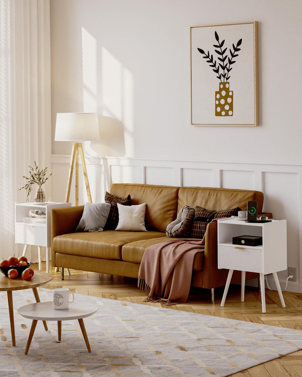 Modern Nightstand with Drawer & Open Shelf
