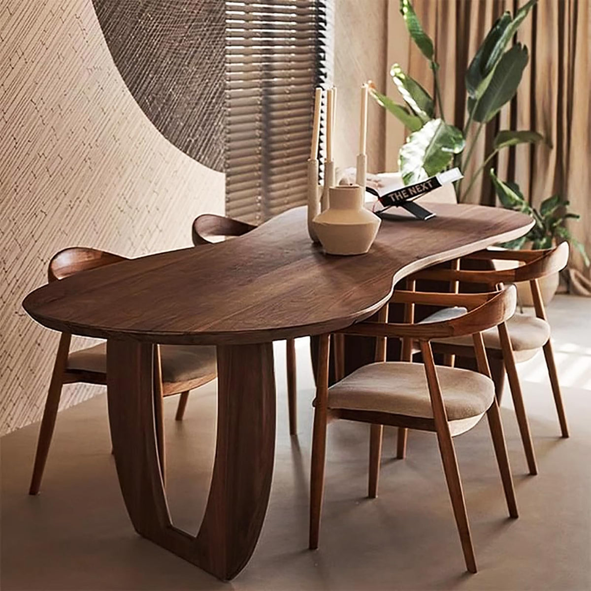 Double-Pedestal Solid Wood Dining Table