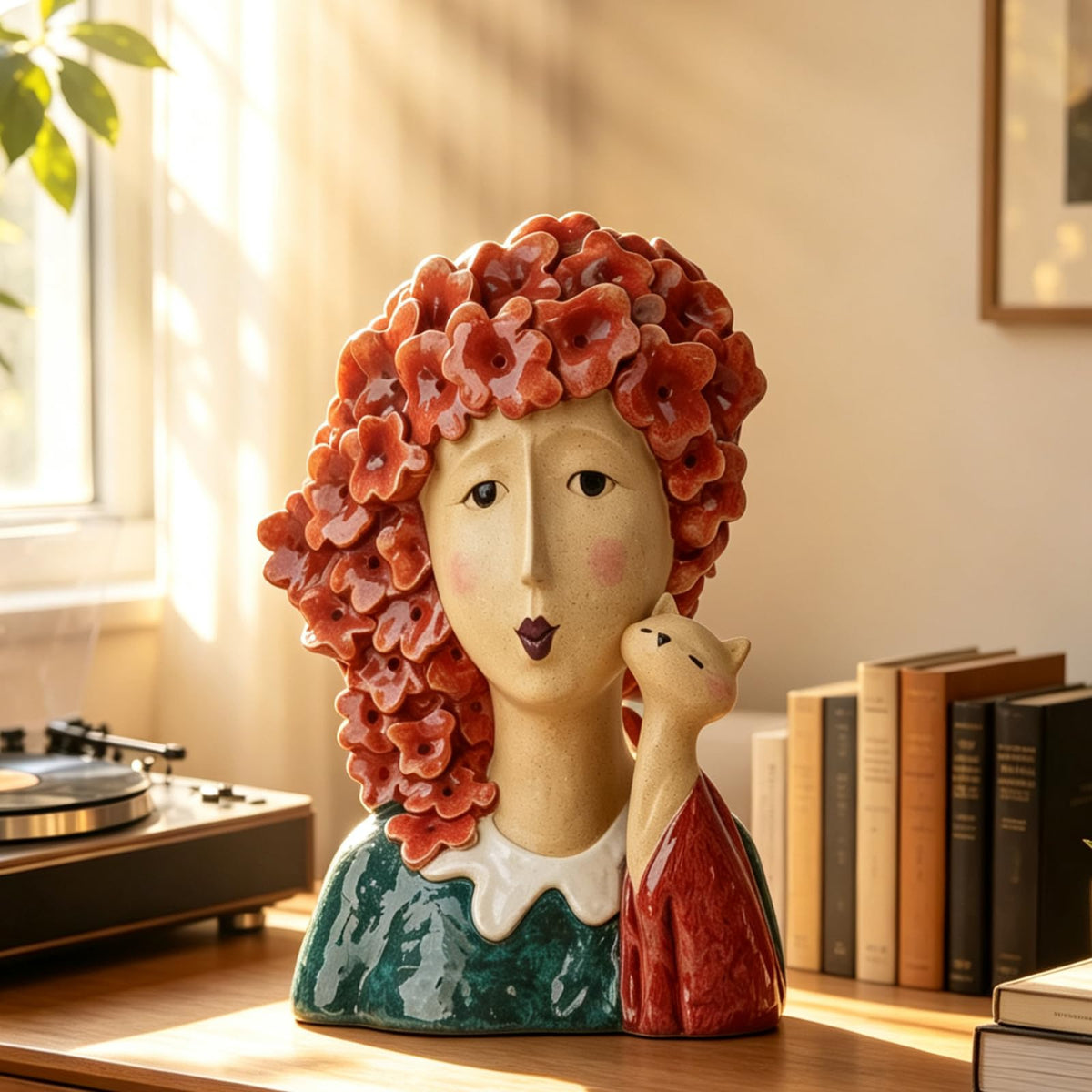Artistic Frida Kahlo-Inspired Resin Bust Sculpture