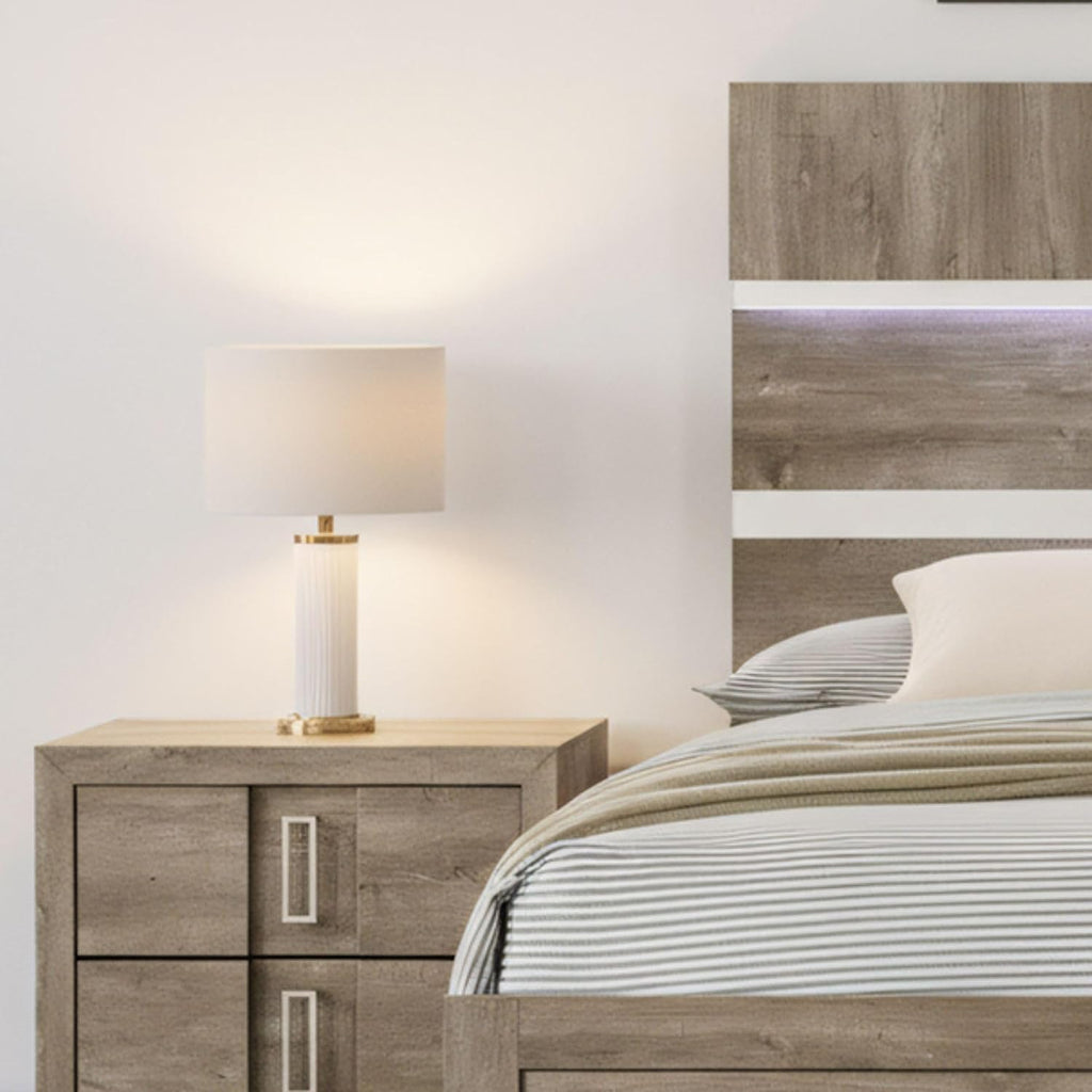 Light Brown Queen Bed & Nightstand Set