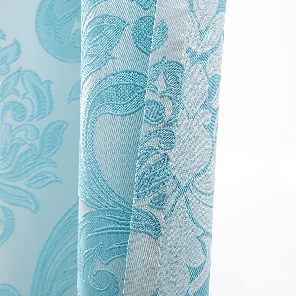 Brown Damask Grommet Curtains, Set of Two