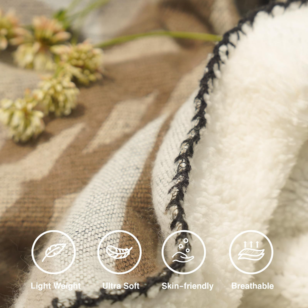Aztec Sherpa-Lined Throw Blanket