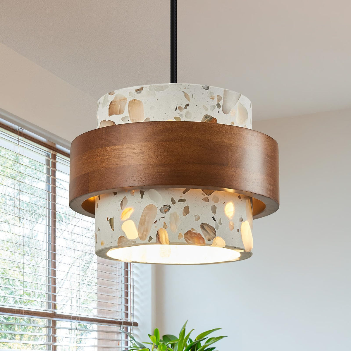 Cement & Wood Pendant Light