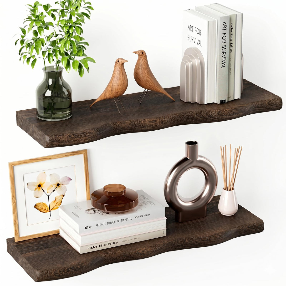 Organic Wavy Floating Shelves with Hidden Brackets