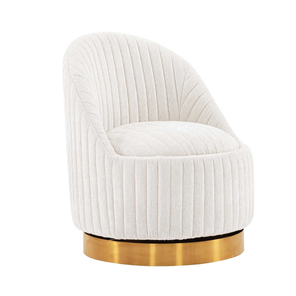 Manhattan Comfort Leela Modern Swivel Accent Chair in Luxurious Boucle Upholstery