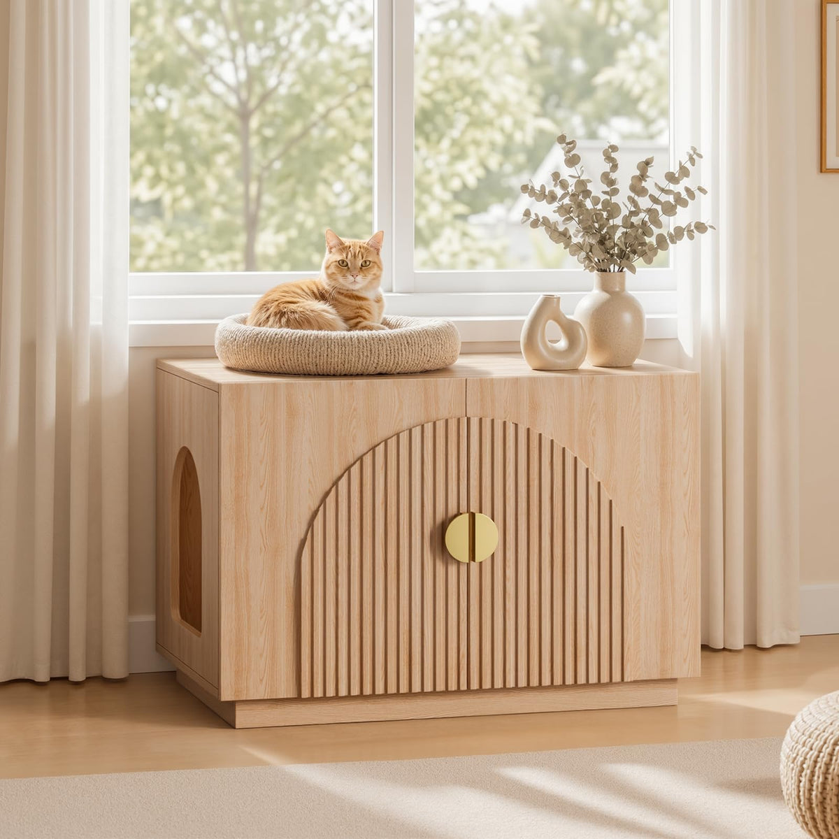 Double Cat Litter Enclosure with Optional Divider