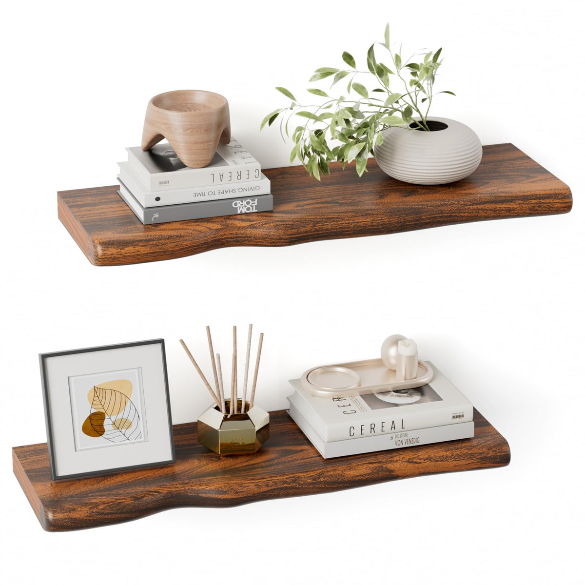 Organic Wavy Floating Shelves with Hidden Brackets