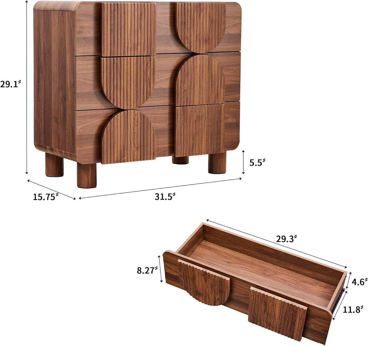 Curved Multi-Drawer Nightstand