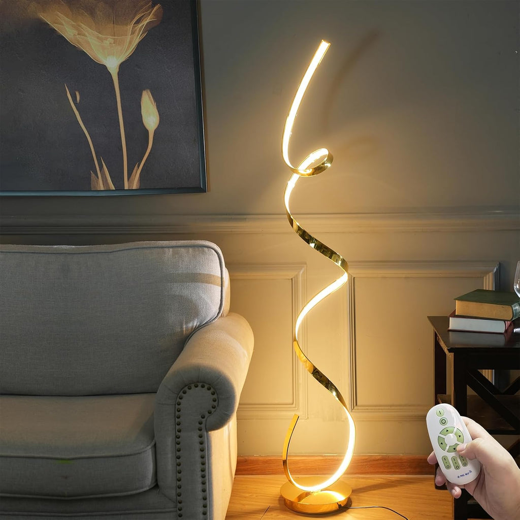 3 Color Temperature LED 60W 59inches Golden Electroplated Floor Lamp with Remote