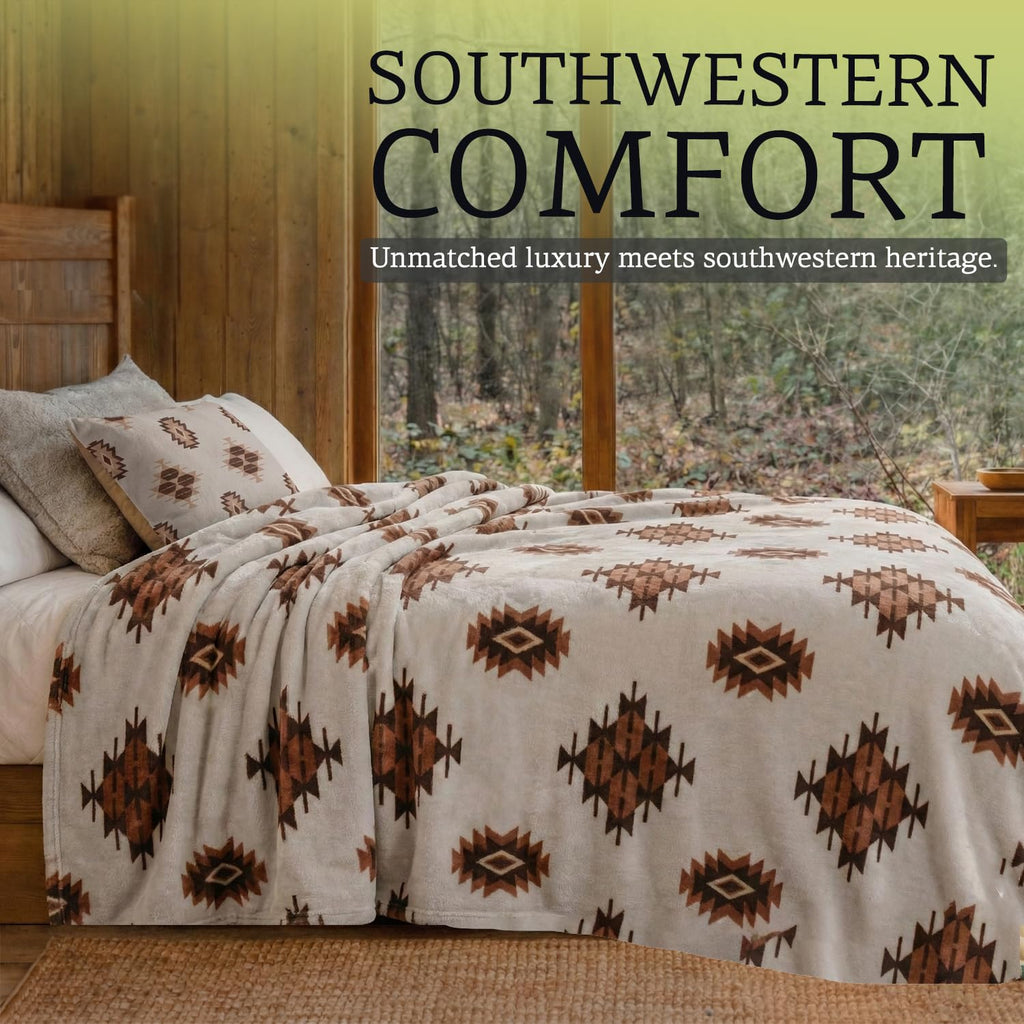 Sacred Thread Aztec Blanket Fleece, Western Blanket (Coffee Flannel) (King)