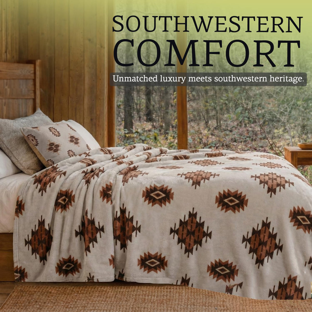 Sacred Thread Aztec Blanket Fleece, Western Blanket (Coffee Flannel) (King)