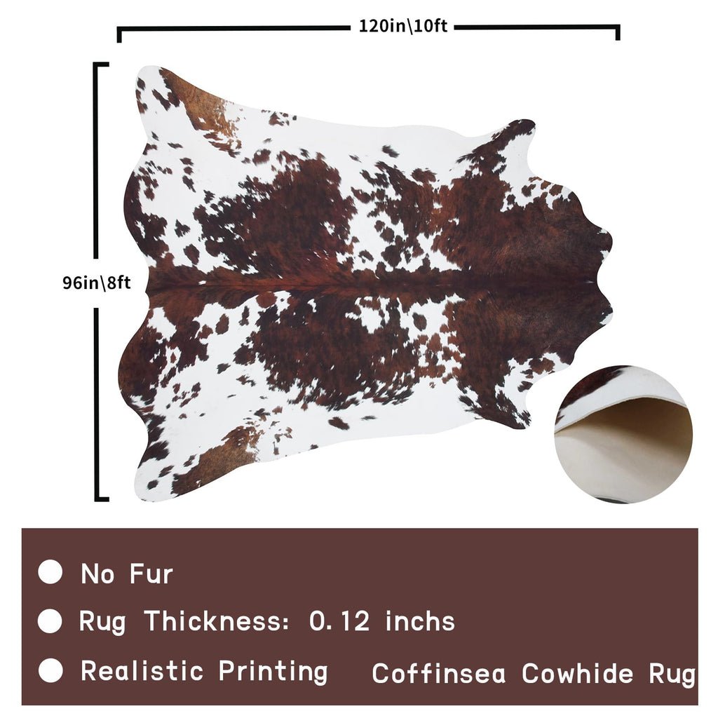 Faux Cowhide Rug 4.6x5.2 ft Cow Hide Faux Cowhide for Living Room Bedroom Dining
