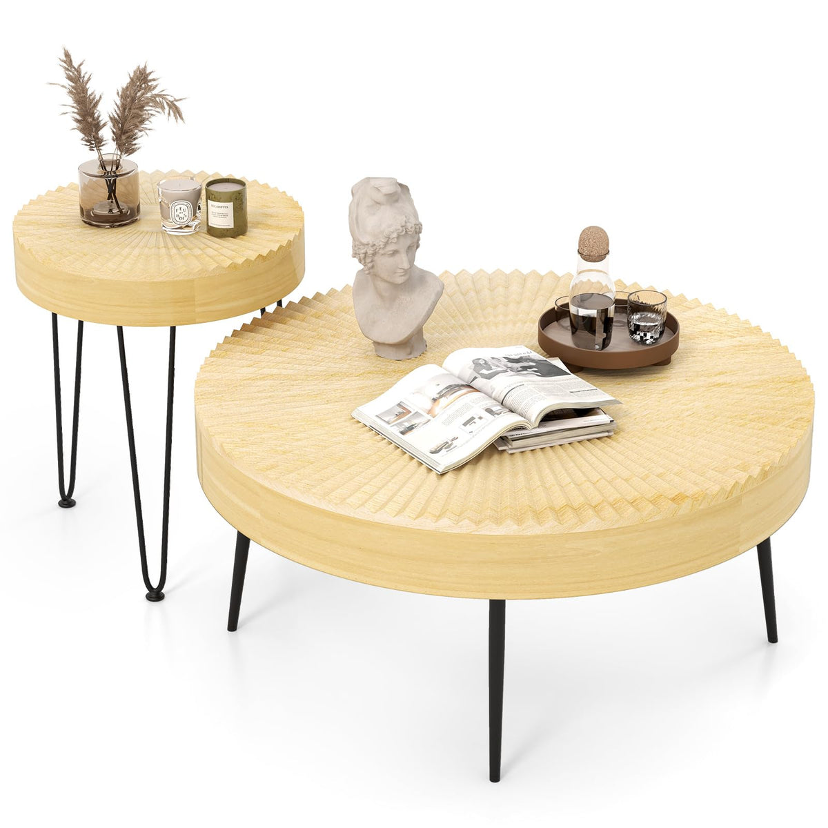 Farmhouse Round Nesting Coffee Table Set