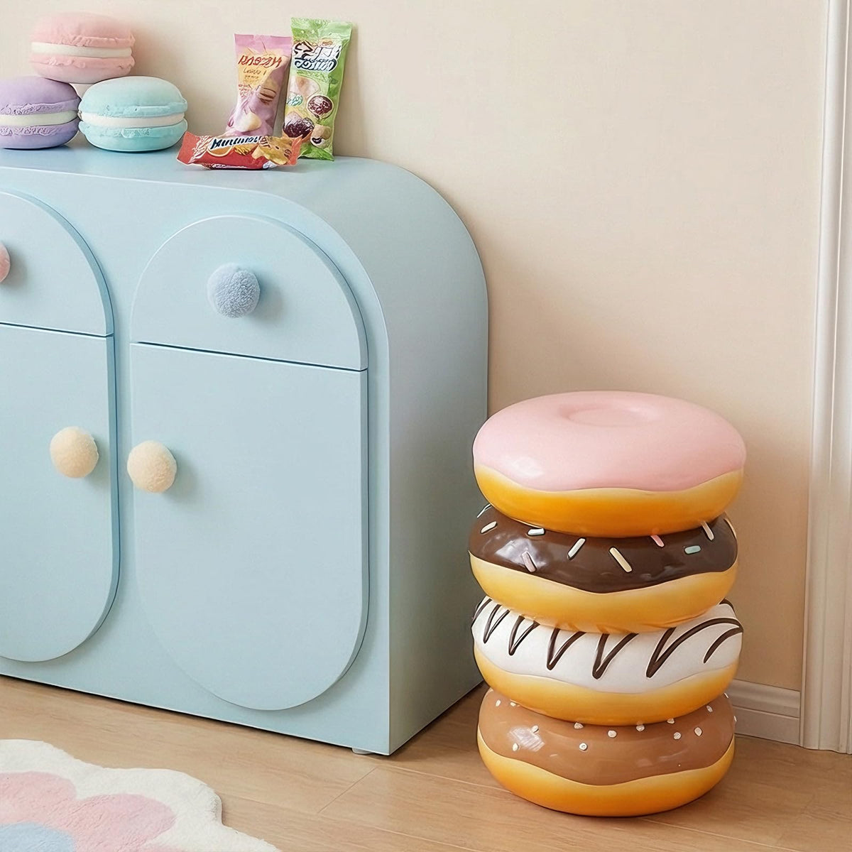 Whimsical Cookie-Shaped Resin Accent Stool