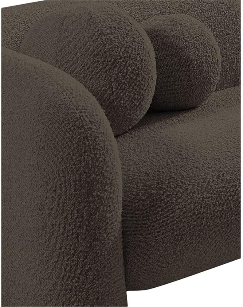 Art Deco Bouclé Accent Chair with Ball Pillow