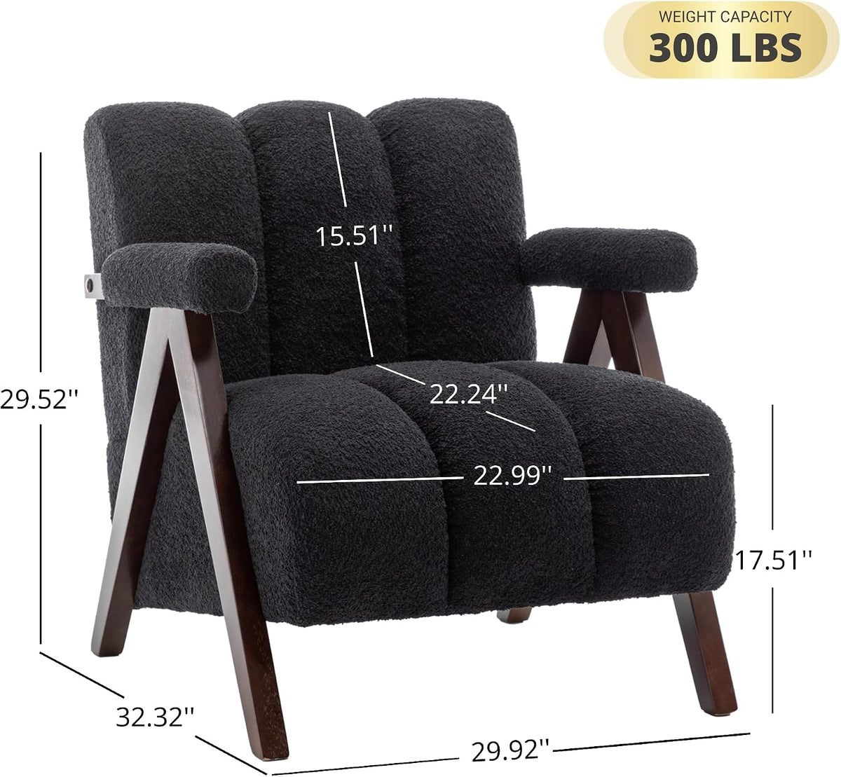 Mid Century Modern Accent Chairs Set of 2 with Solid Wood Frame