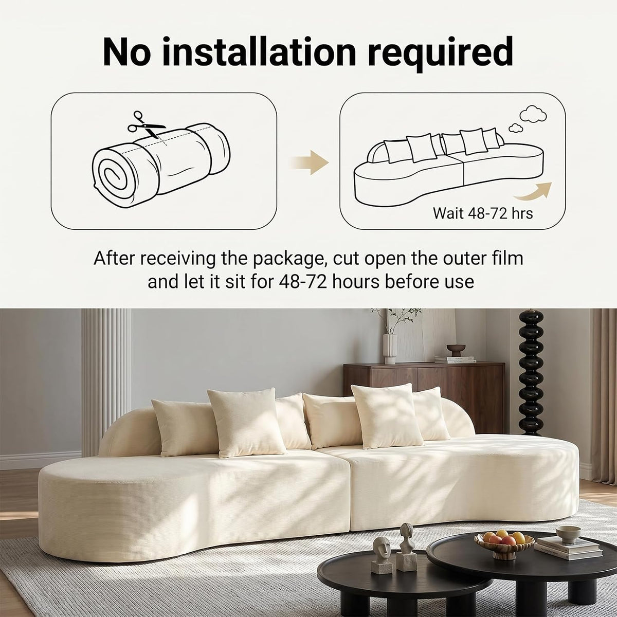 Boneless Corduroy Cloud Sofa with Pillows