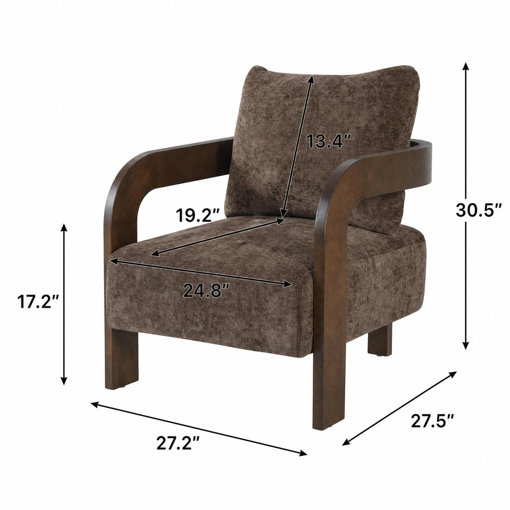Merax Modern Upholstered Accent Chair, Armchair for Living Room, Beige