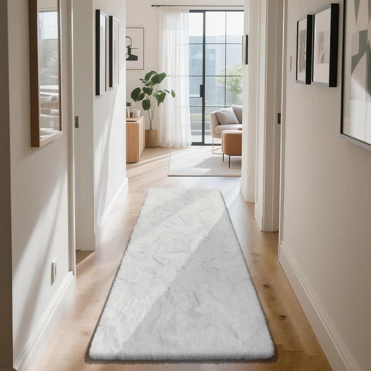 Mottled Beige 9x12 Area Rugs for Living Room, Fluffy Shag Rug Large Carpet