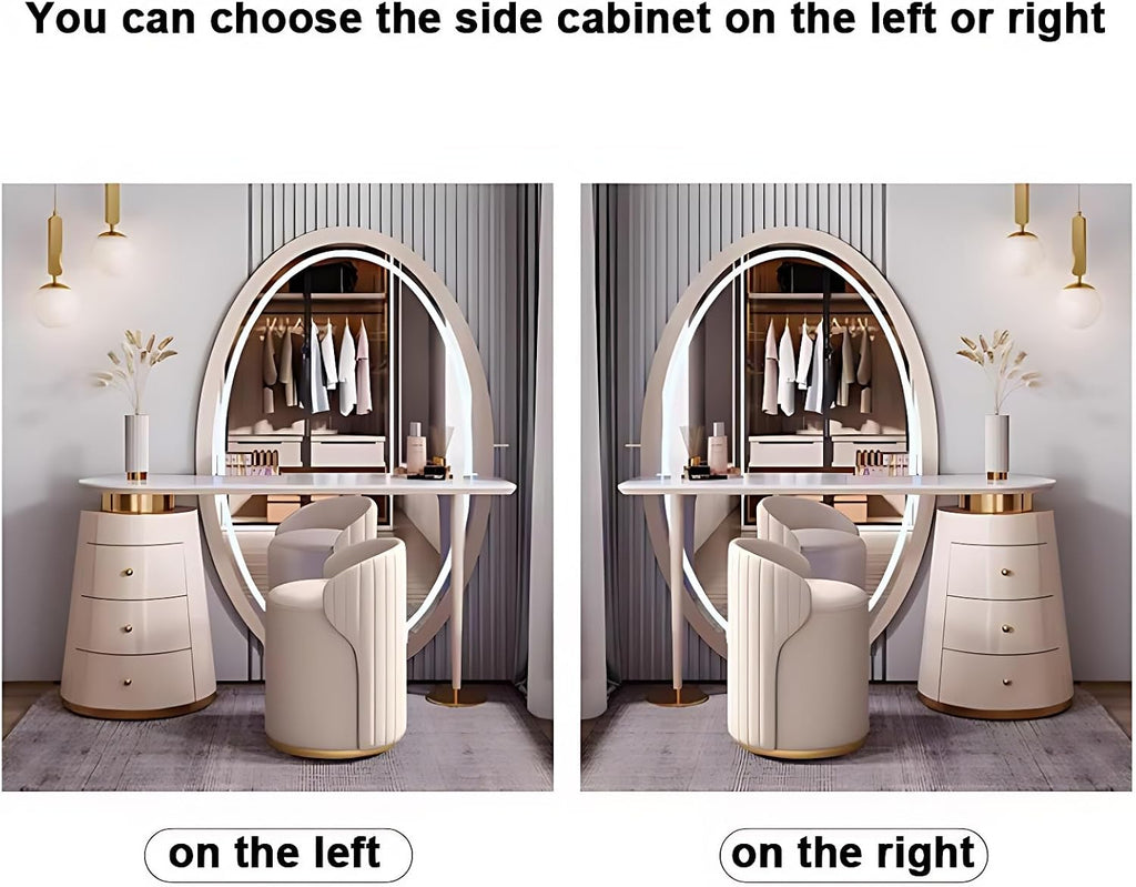 Solid Wood Vanity Set with LED Mirror & Stone Board Top