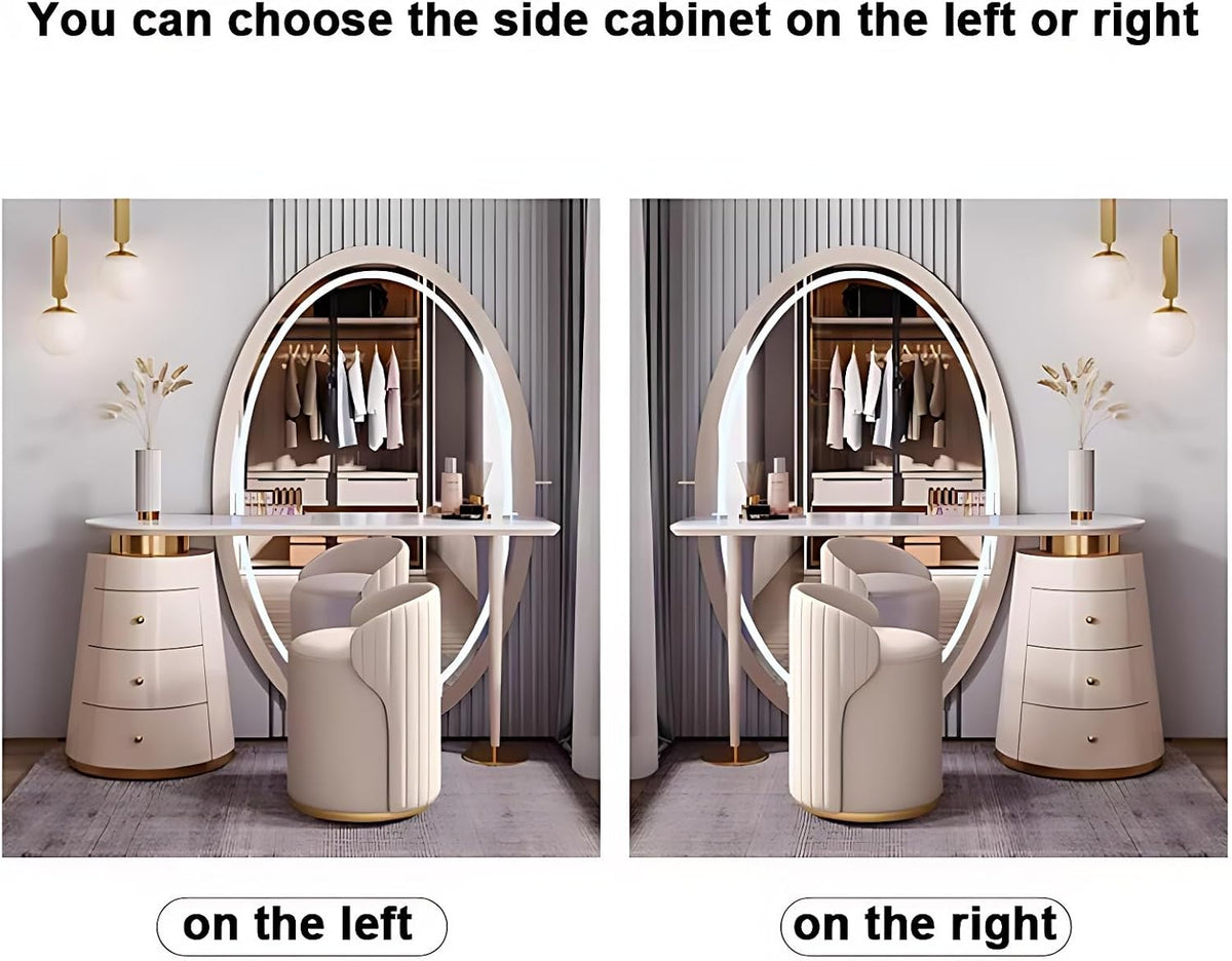 Solid Wood Vanity Set with LED Mirror & Stone Board Top