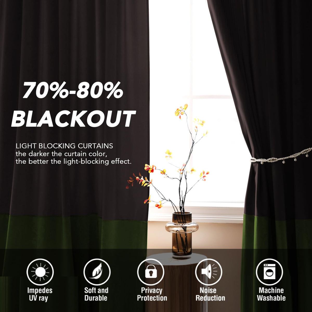 Velvet Color-Block Curtain Set