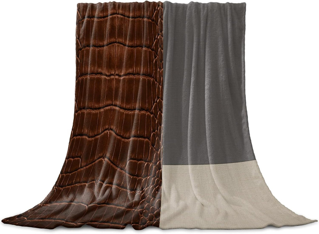 Leather-Pattern Flannel Fleece Throw Blanket