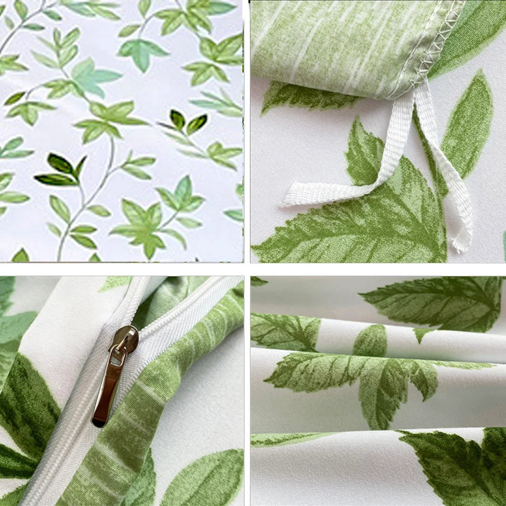 2/3pcs Set Green Flower Print Duvet Cover with Pillow Case Nordic Comforter Bedding