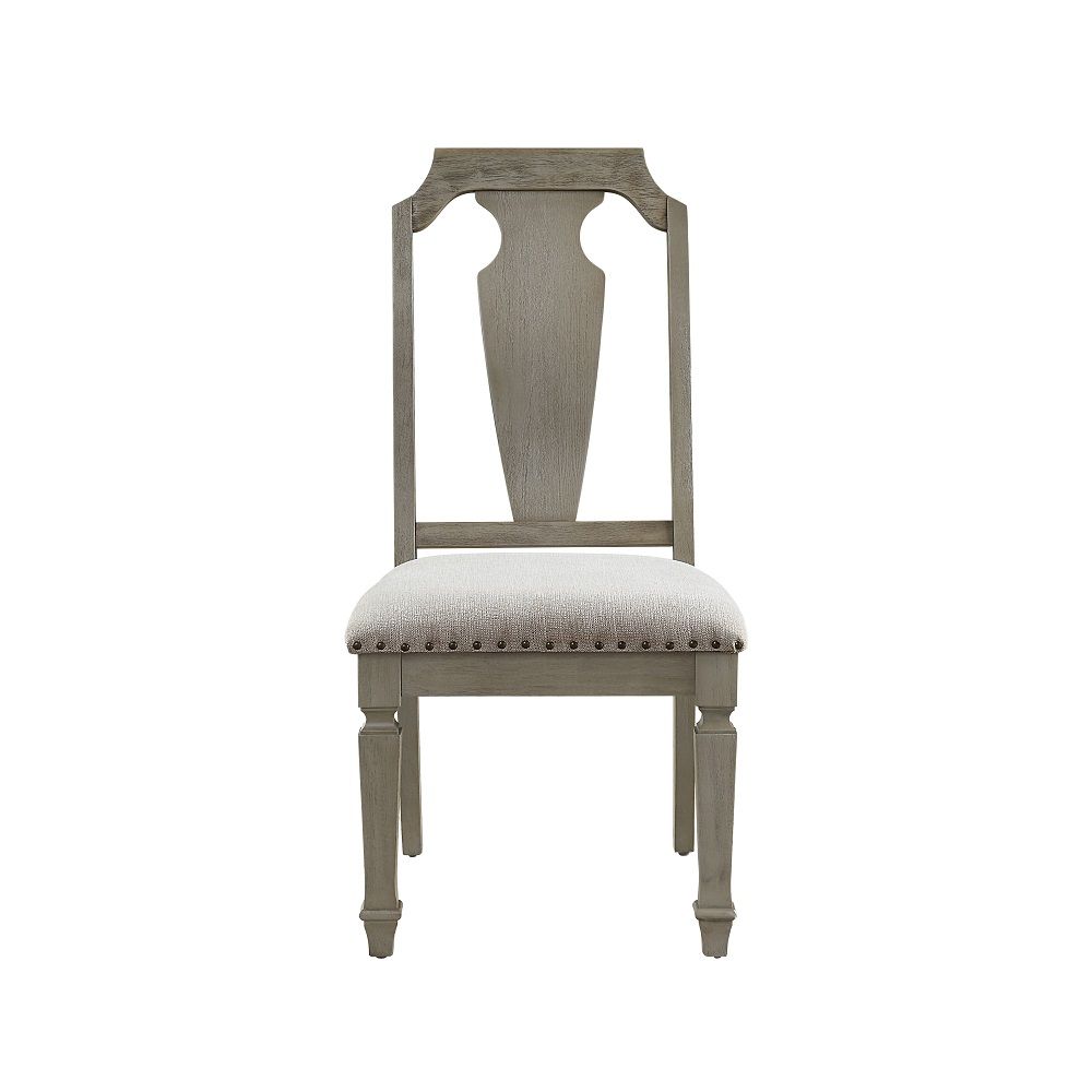 Zumala Beige Linen & Weathered Oak Side Chairs, Set of 2