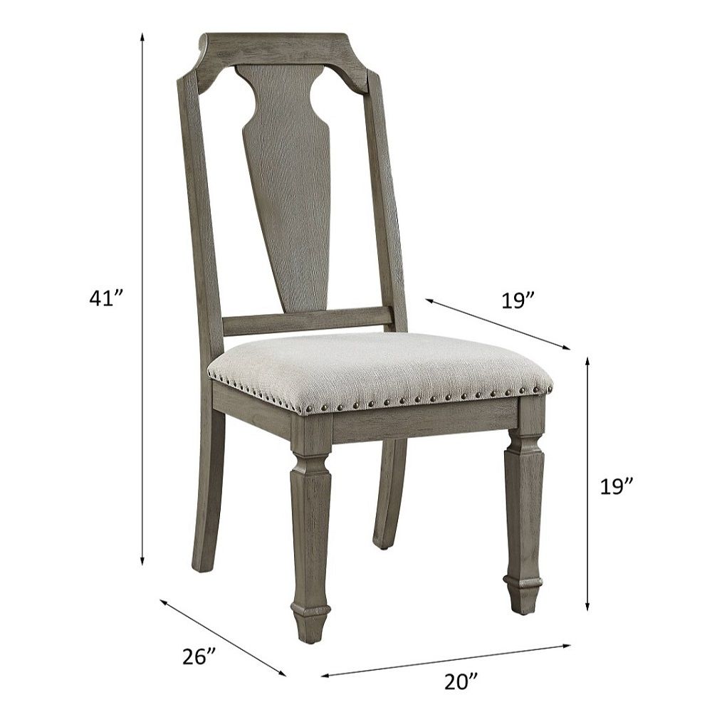 Zumala Beige Linen & Weathered Oak Side Chairs, Set of 2