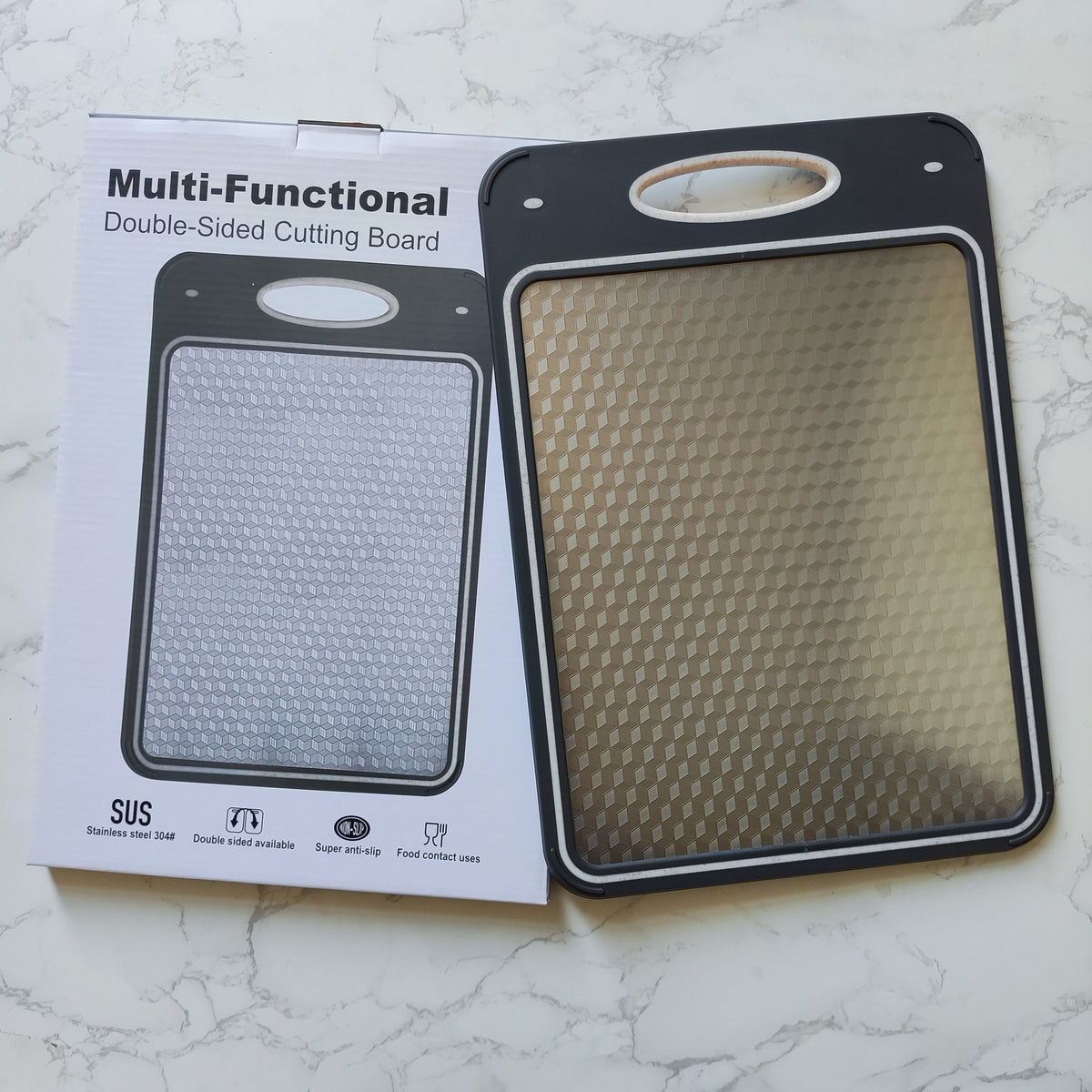 Kitchen double-sided food grade plastic cutting board 304 stainless steel cutting