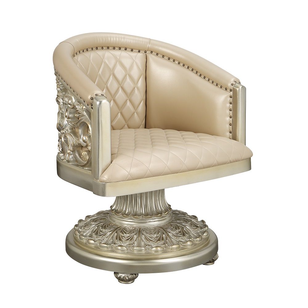 Sorina Synthetic Leather & Antique Gold Armchair